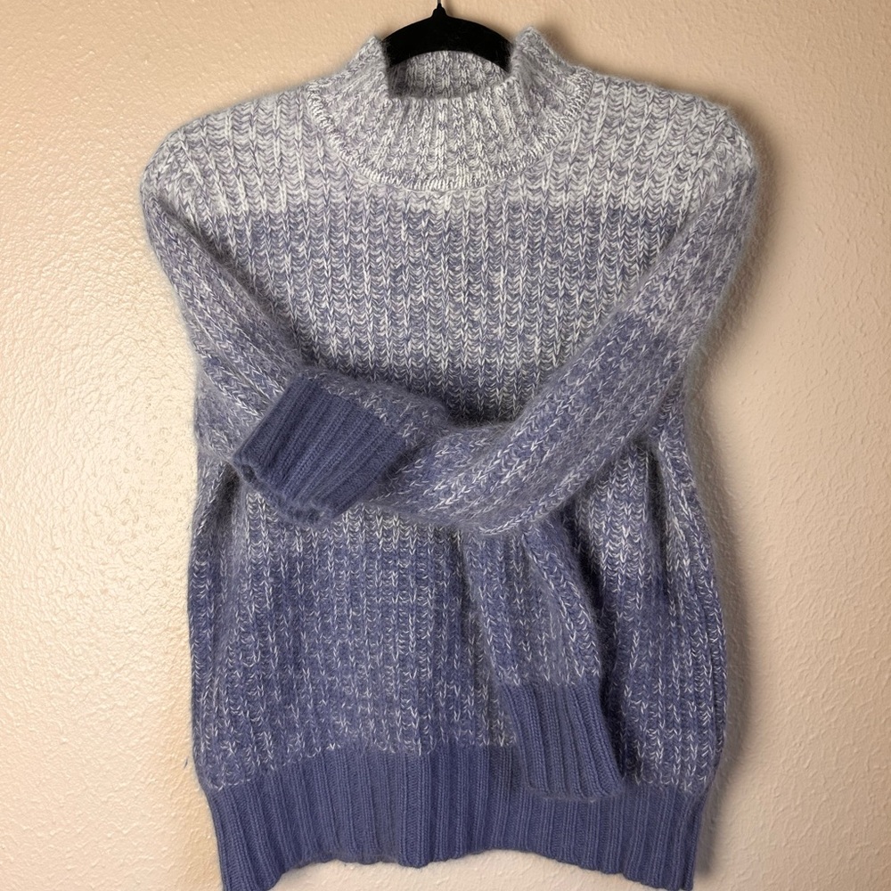 Vtg White Stag angora blend striped blue turtleneck sweater